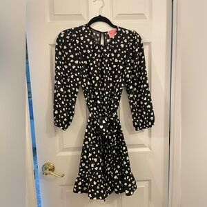 ♠️ Kate Spade Heart Pop Tie Waist Shift Dress in Black with 🤍’s & Pockets NWOT